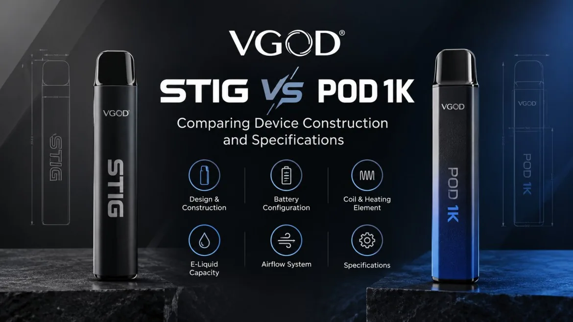 VGOD Stig vs VGOD Pod 1K: Comparing Device Construction and Specifications 1 VGOD Stig vs VGOD Pod 1K: Comparing Device Construction and Specifications